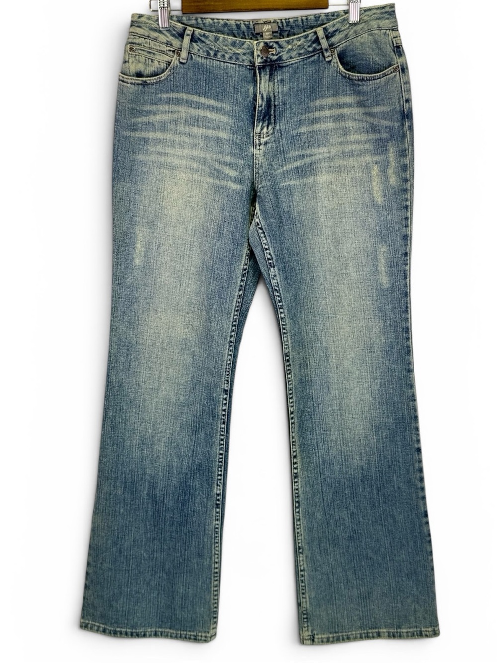 J. Jill Women’s Light Blue Cotton Straight Leg Distressed Denim Jeans Size 10